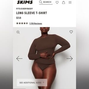 Skims Fits Everybody Long Sleeve in Cocoa Size Medium